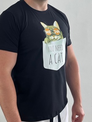 Мъжка тениска MIYOR Cat – черна Мъжка тениска MIYOR Cat – черна