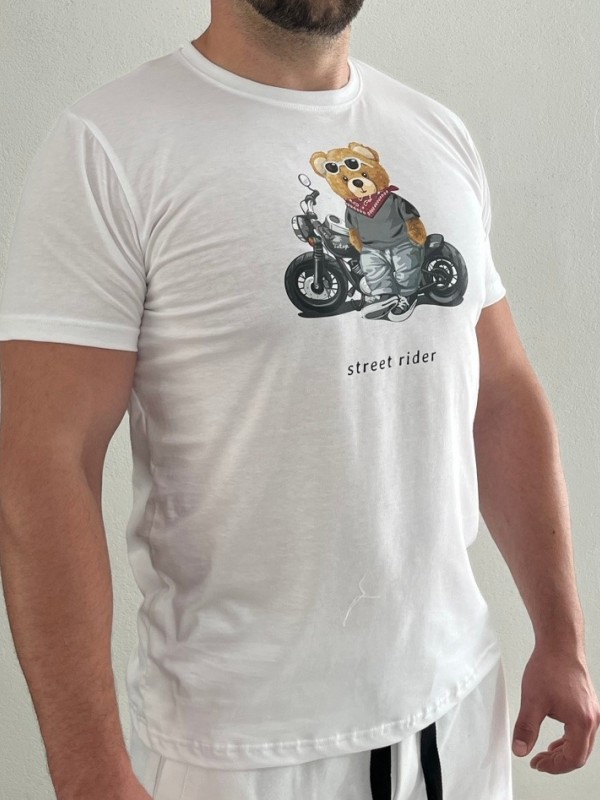 Мъжка тениска MIYOR Rider – бяла Мъжка тениска MIYOR Rider – бяла
