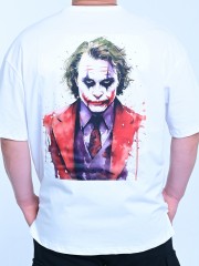 Мъжка тениска MIYOR Oversized Joker – бяла Мъжка oversized тениска MIYOR в бял цвят от 100% памук с пришита щампа Joker.