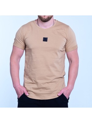 Мъжка тениска MIYOR Leather Logo Camel – камел
