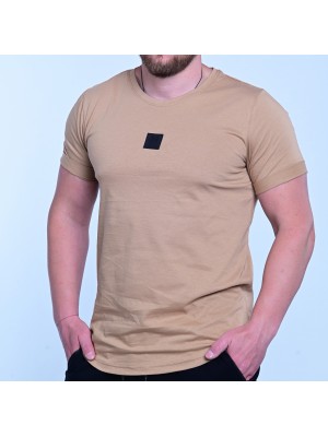 Мъжка тениска MIYOR Leather Logo Camel – камел
