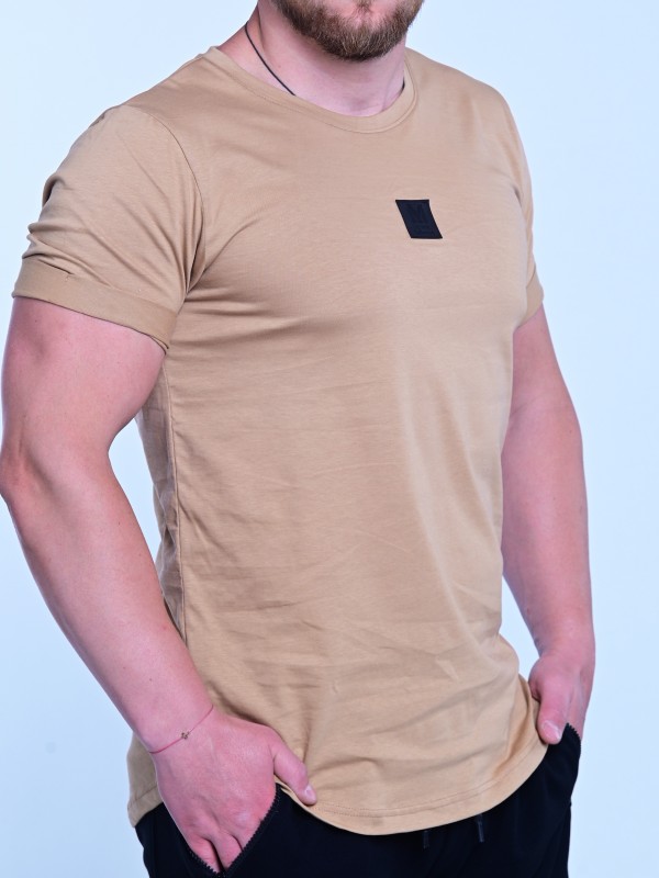 Мъжка тениска MIYOR Leather Logo Camel – камел